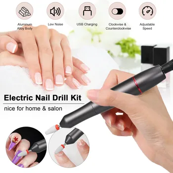 

Electric Nail Drill Kit Portable USB Manicure Pen with Ceramic Nail Drill for Exfoliating Grinding Polishing Nail Gel Removing