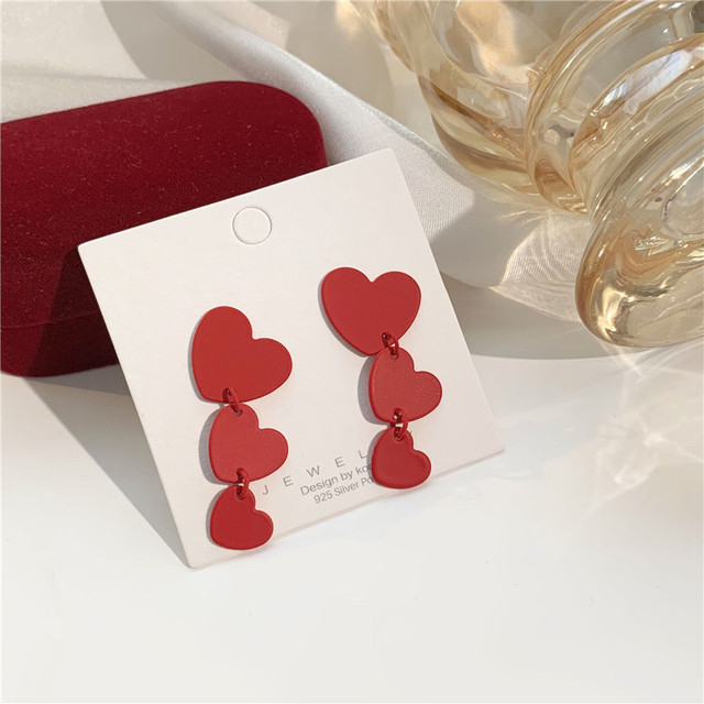 2020 Red Heart Pendant Big Drop Earring For Women Cross Heart Gold Color Large Circle Statement Earrings Brincos Jewelry