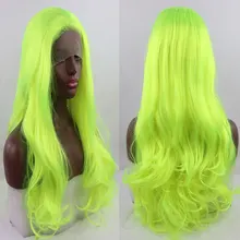 Bombshell свободная волна Синтетический 13*3 парик фронта шнурка бесклеевой светильник зеленый термостойкие волокна волос натуральный волос для женщин парик