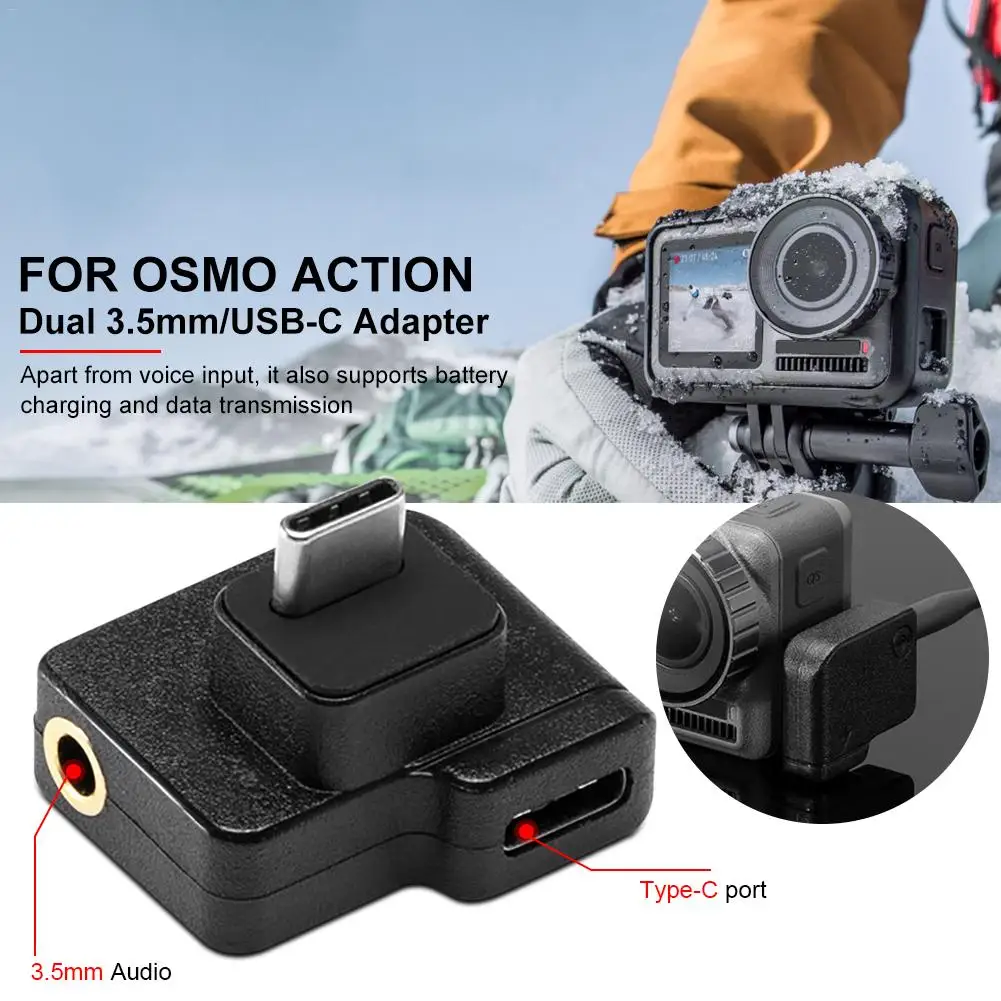 Для спортивной камеры DJI Lingbi для Osmo Action зарядный аудио адаптер с двумя USB-C до 3,5 мм микрофонный адаптер совместим с D