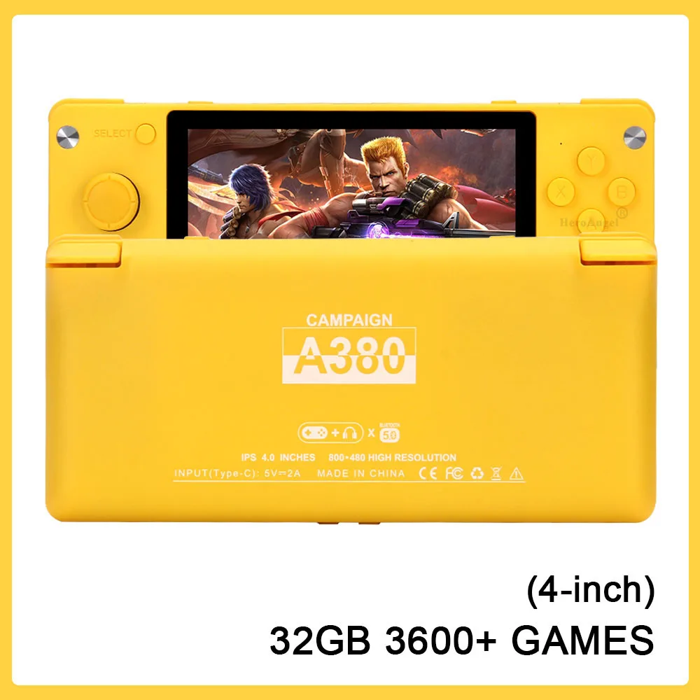 2021 A380 Retro Portable Mini Handheld joystick Console 32GB 4.0 Inch HD IPS Screen Kids Video Game Player Built-in 3600+ Games