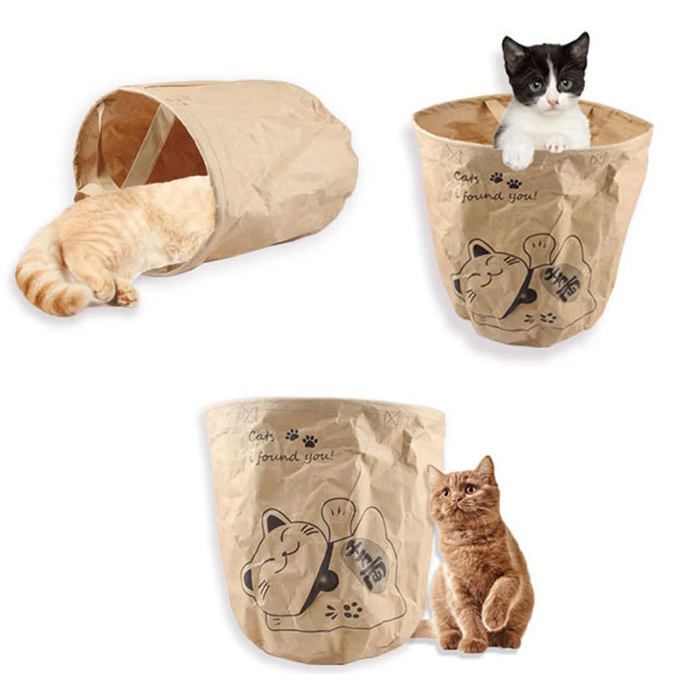 Сумка-переноска для домашних животных, наружная переносная клетка для кошек, 2 слоя, крафт-бумага, двусторонняя переноска для животных для кошек, Защита окружающей среды, сумка-тоут