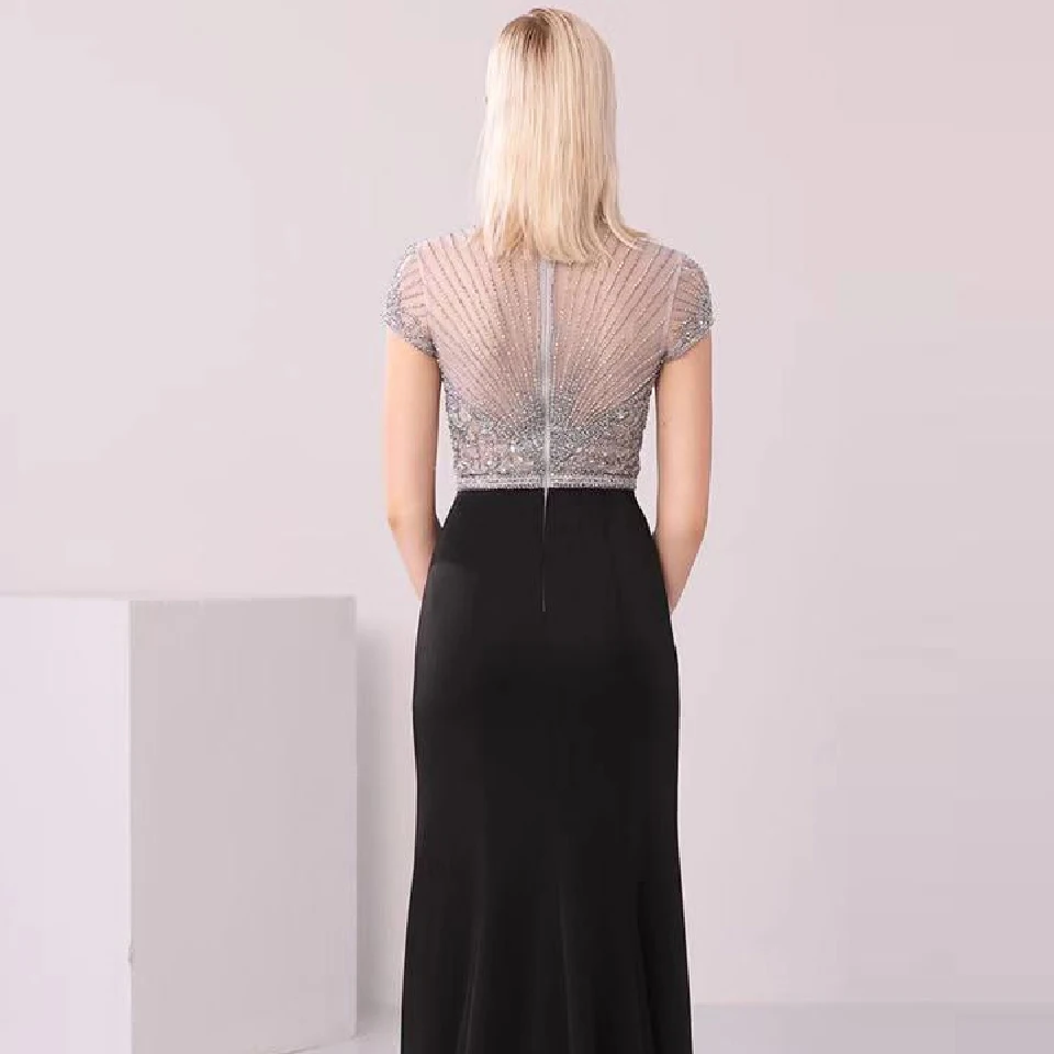 Lakshmigown Vestidos, черные вечерние платья Русалочки, торжественное платье, стразы, сексуальные женские платья для выпускного вечера, Длинные