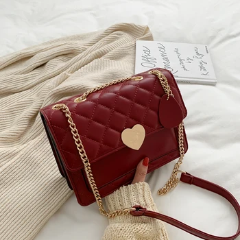 

PU Leather Handbag For Women Fashion Shoulder Bag Women 2020 Lozenge High Quality Small Square Bag Chains Women's Crossbody Bags