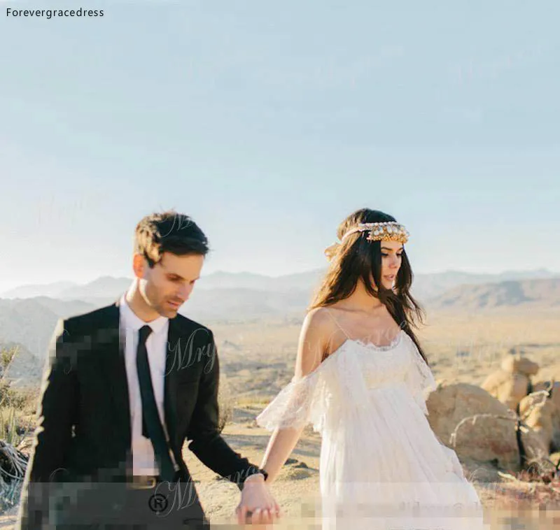 Bohemian 2017 Beach Wedding Dresses For Pregnant Women Lace Chiffon Bohemian Wedding Dress Empire Waist A Line Wedding Bridal Gowns Cheap  135 (4)