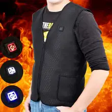 Электрический жилет с подогревом, углеродное волокно, черная одежда, физиотерапия, теплая подушка с подогревом, зимний утеплитель тела, USB куртка с подогревом