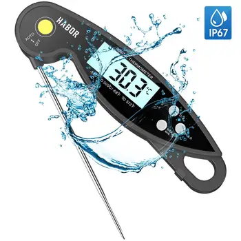 

Barbecue Food Thermometer Digital Instant Read Long Probe Thermometer Backlight LCD IPX6 Waterproof Magnet Grill Thermometer