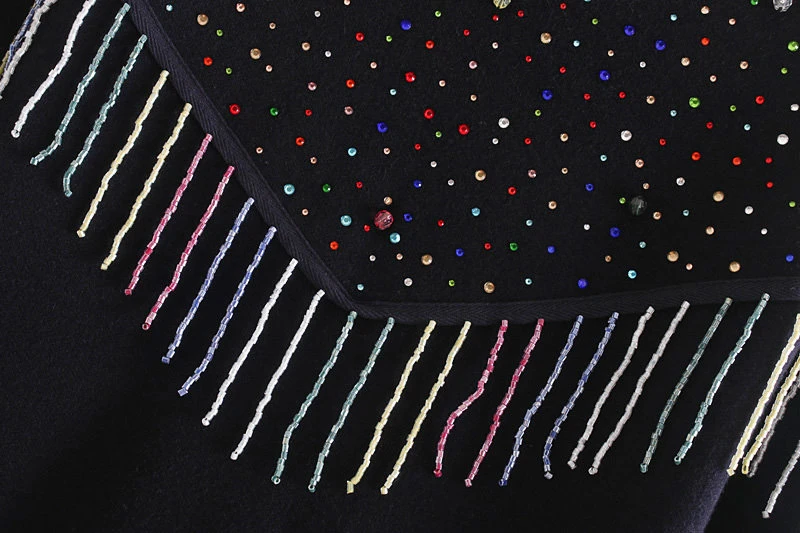 LUNDUNSHIJIA осенние женские Искусственные цветные бриллианты вязанный женский свитер с длинными рукавами и кисточками пуловеры модные шикарные свитера