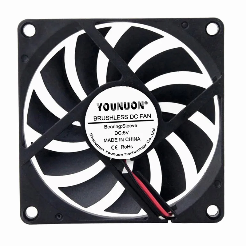2PCS YOUNUON 80MM 5V USB 80x80x10mm 8cm 5V 12V 24V 8010 2PIN 3PIN Brushless DC Cooling Cooler PC CPU Computer Case Fan Cooler