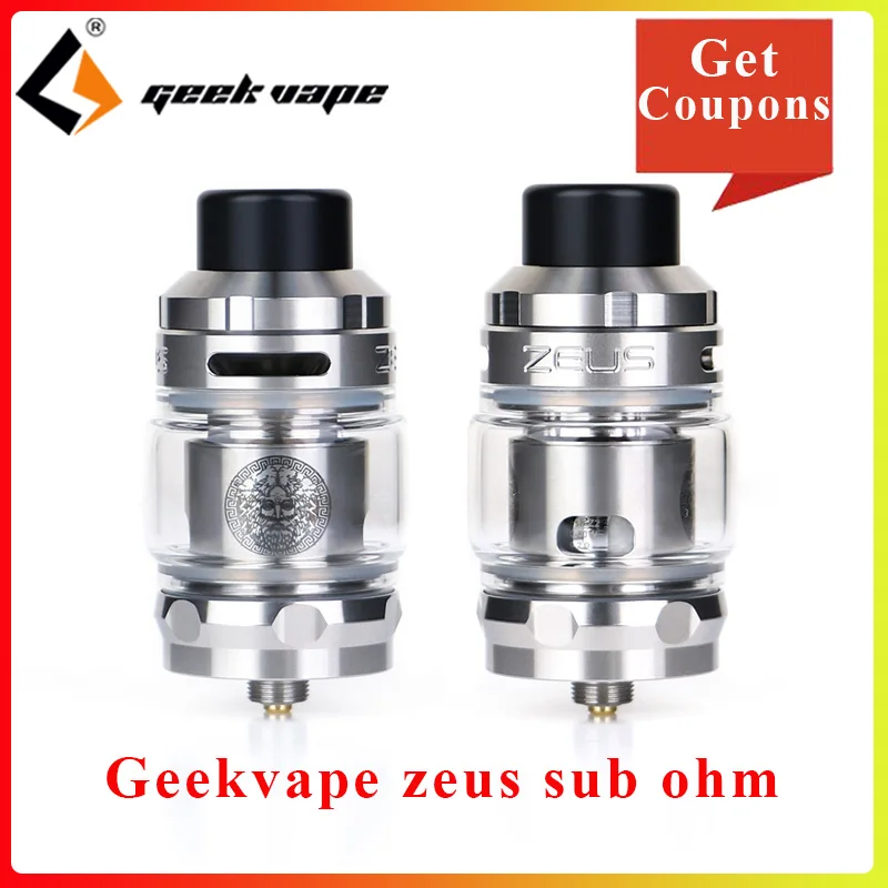 2pcs Original Geekvape Zeus sub ohm tank 2ml/5ml vape atomizer MTL vaporizer cigarette atomizer fit Fit 510 E Cigarette box mod