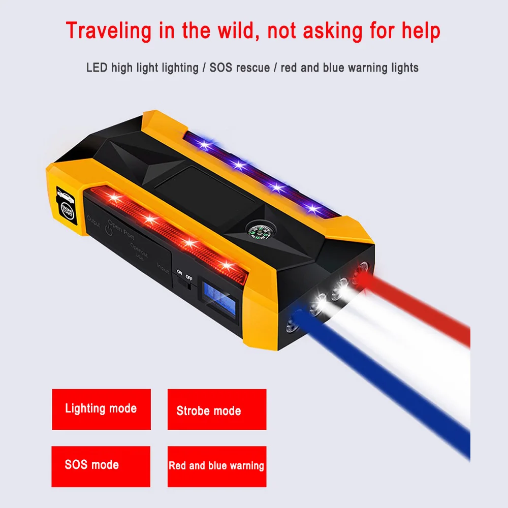 1set Car Jump Starter 12V 89800 mAh Car USB Auto Starting Device Vehicle Emergency Start Battery Power Bank Car Battery Splitter