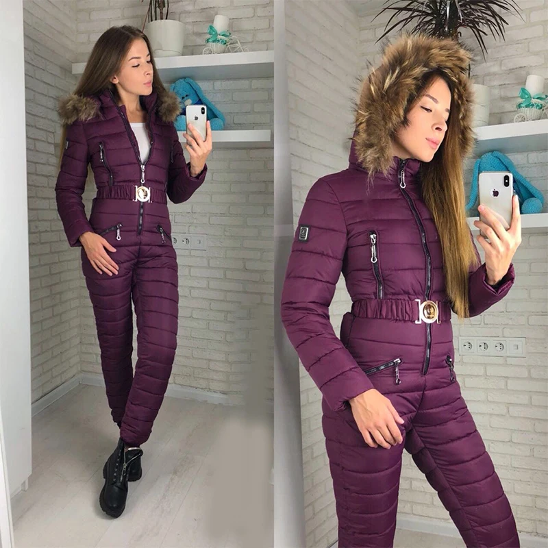 One Piece Ski Jumpsuit Waterproof Snowboard Winter Overalls For Women