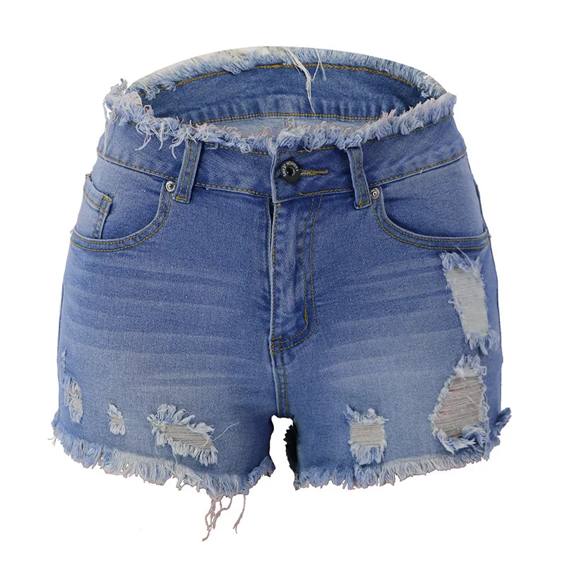 

2020 Summer Zipper Tassels Edge Cowboy Tight Jeans Woman With Button All Match Denim Shorts
