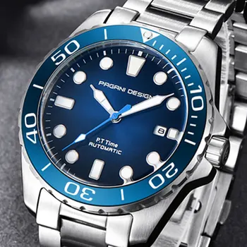 

Pagani design blue dial date luminous pointer men's watch Stainless Steel casual Fashion men's automatic mechanical watch