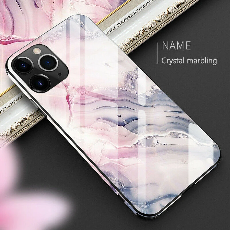 Coque Capa для iphone X XR XS Max 8 7 6 6s plus закаленное стекло TPU Жесткий чехол для телефона Роскошный чехол под мрамор для iphone 11 Pro Max - Цвет: Crystal Marble