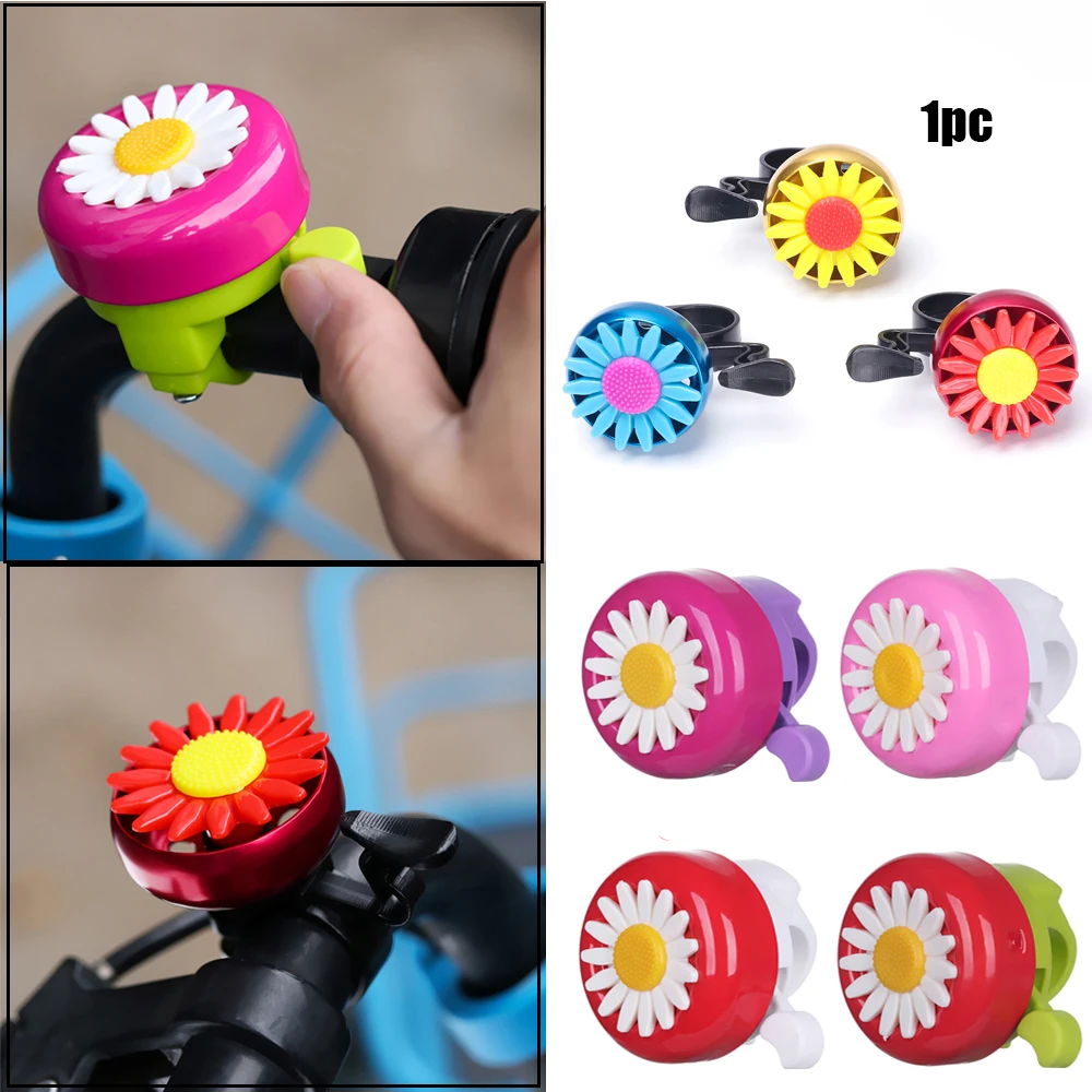 1PC Kids Multi color Daisy Flower Shaped Bike Alarm Bell Funny Bicycle