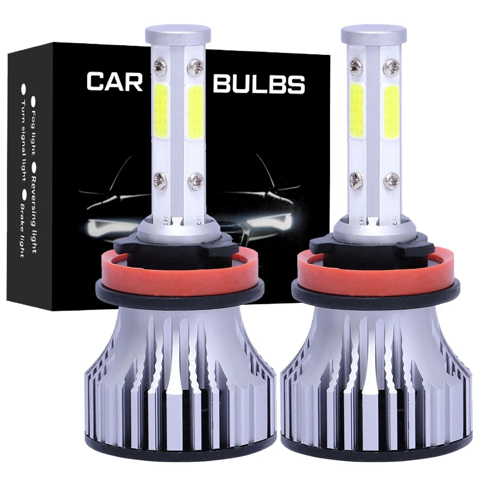 ASLENT 4 Side COB 50W 16000LM Car Headlight H4 H7 LED H8 H9 H11 9006 9005 HB3 HB4 6000K 6500K White Auto Fog Light 12V Bulb | Автомобили и