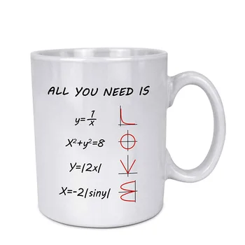 

Math Style LOVE Pattern All you need is LOVE Ceramic Coffee White Mug (11 Ounce) Tea Cup - Best Gift