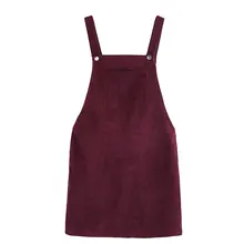 Весна осень жилет ретро тонкий карман юбки платья без рукавов вельветовые повседневные бордовые на подтяжках Женская юбка квадратный вырез