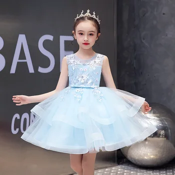 

Exquisite Tulle Embroidey Girl Birthday Princess Dress Kid First Communion Gown Toddler Pageant Flower Girl Dresses for Wedding