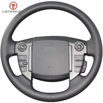 

LQTENLEO Black Genuine Leather Hand-stitched Car Steering Wheel Cover For Land Rover Freelander 2 2013-2015