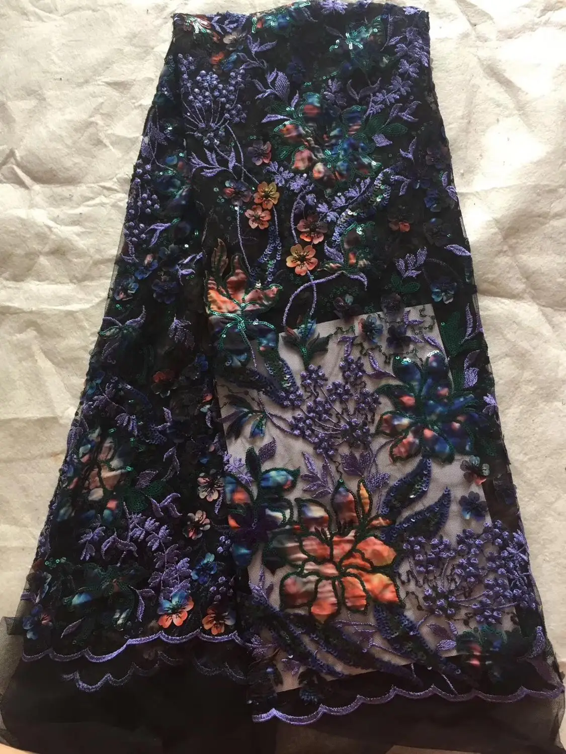 

New Design French Net Sequin Lace Fabric 2019 Latest African Sequence Lace Fabric With Embroidery Tulle Fabric