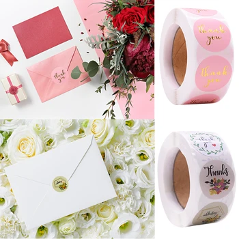

500pcs/roll 2.5cm Round Thank You Sticker DIY Handmade Seal Lable Scrapbook Sticker Wedding Party Gift Package Lable