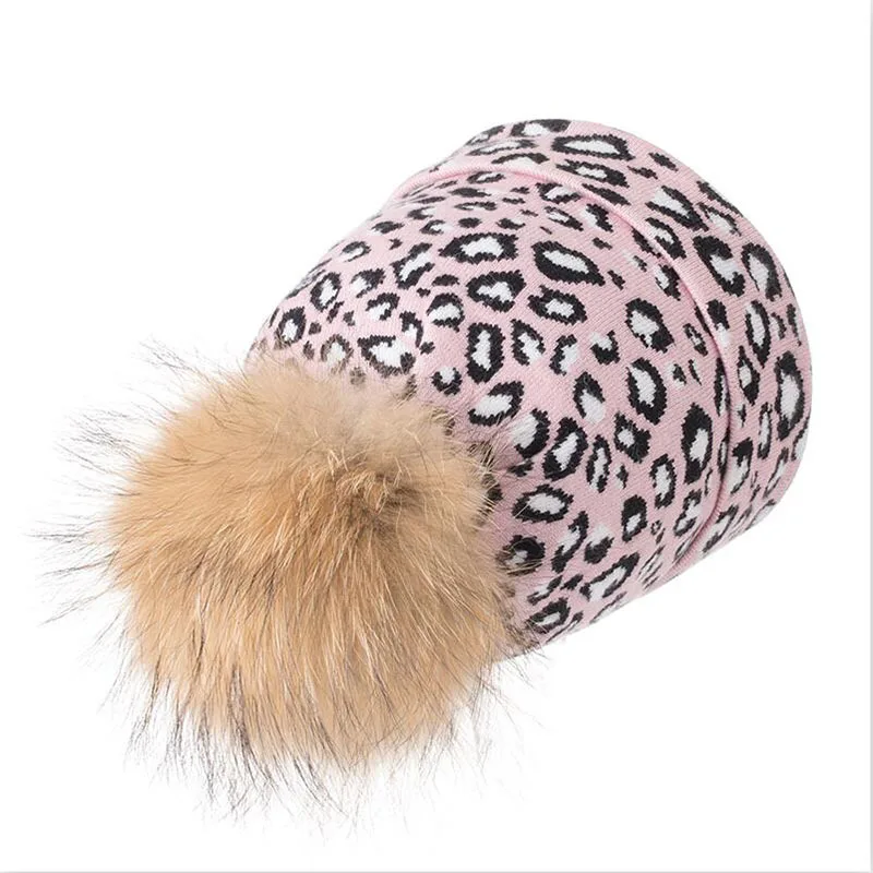 BINGYUANHAOXUAN Winter Hat Raccoon Pom Pom Hat For Women Brand Thick Women Hat Girls Caps Knitted Beanies Women Cap Wholesale