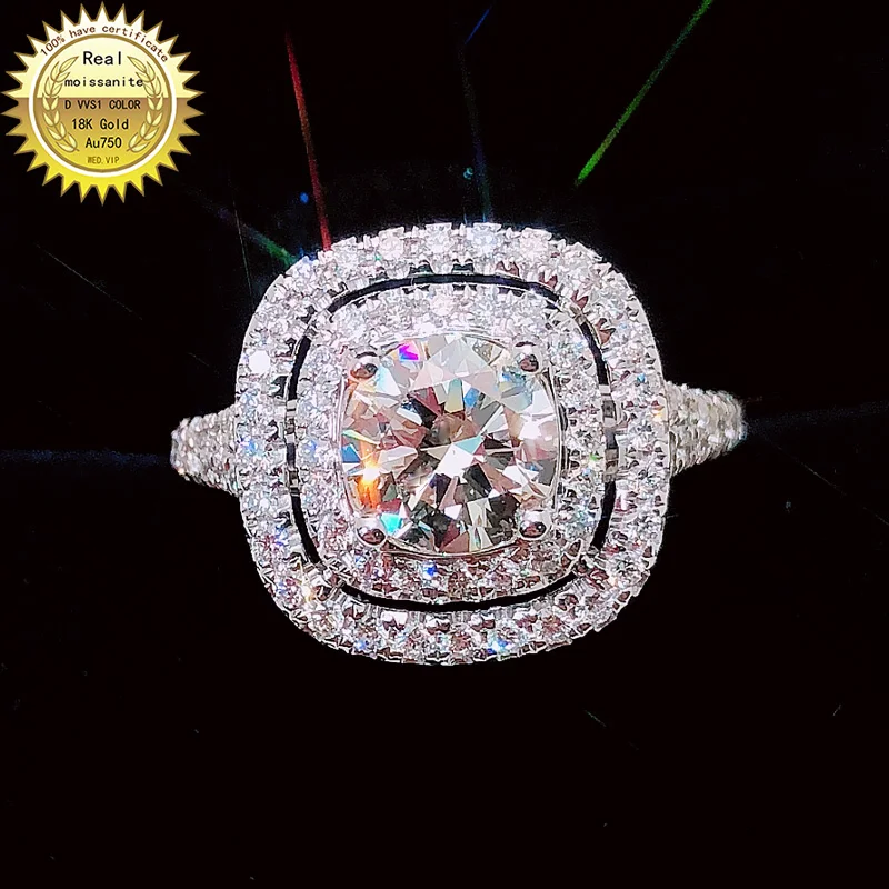 

18K goldr кольцо 2ct D VVS муассанит обручальное и Свадебное ювелирное изделие с сертификатом 0044