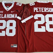 Новое поступление высокое качество Oklahoma Sooners Adrian Peterson 28 Limited-малиновый Размер S, M, L, XL, 2XL, Джерси