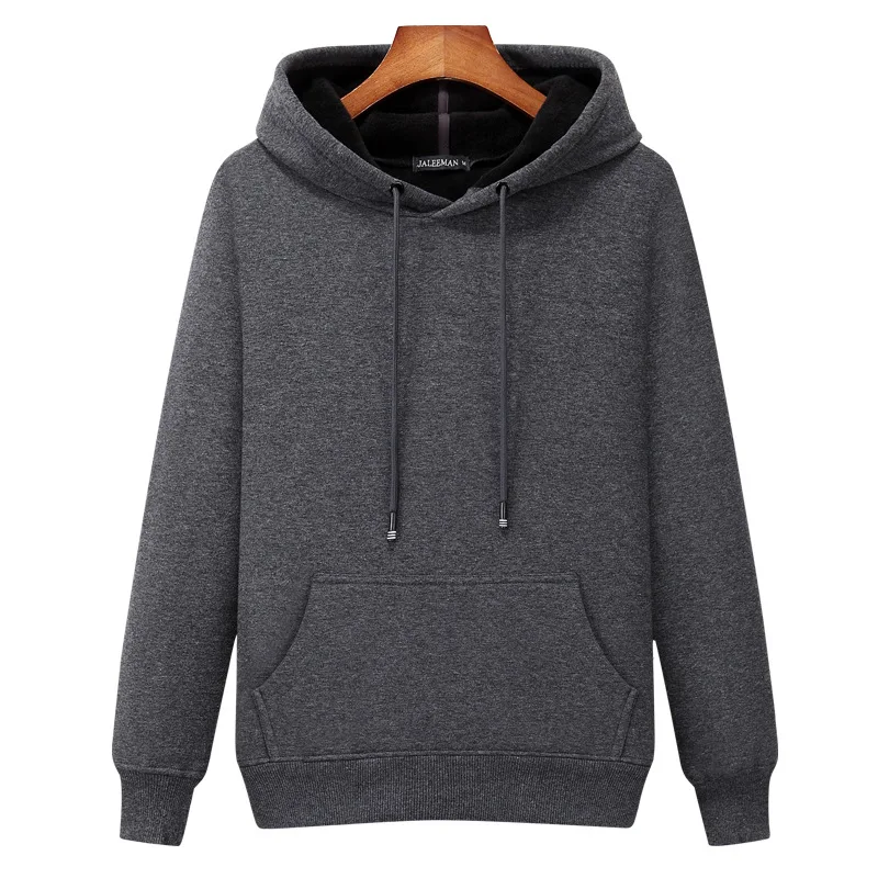 Dark Gray Зимняя Повседневная Теплая мужская толстовка с капюшоном Толстая бархатная Толстовка с длинным рукавом Свободная черная толстовка мужская белая Толстовка для мужчин - Цвет: Dark Gray