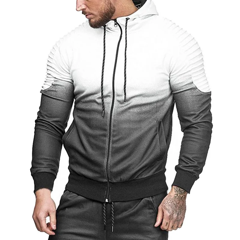 White Top Осенний мужской модный комплект с 3D принтом, толстовка+ брюки, костюмы, градиентная повседневная куртка, брюки, спортивный костюм, уличная одежда большого размера - Цвет: White Top