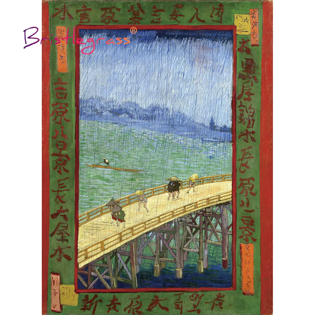 BRISTLEGRASS Wooden Jigsaw Puzzle 500 1000 Piece Bridge in the Rain Vincent van Gogh Educational Toy Collectibles Painting Decor automatic umbrella for men and women anti uv parasol windproof folding car wooden rain chinese