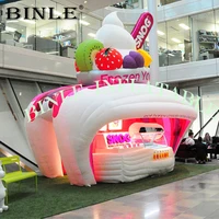 Custom portable fast food and drink inflatable ice cream stand stall station inflatable concession tent in unique shape design 1