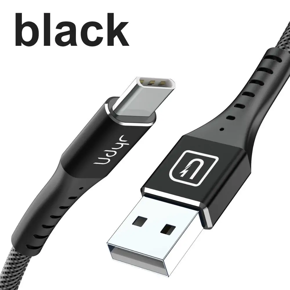 Udyr 3A USB C кабель для huawei P30 P20 Lite Xiaomi Mi 9 Quick Charge 3,0 usb type C зарядный кабель для samsung S8 S10 S9 - Цвет: Black