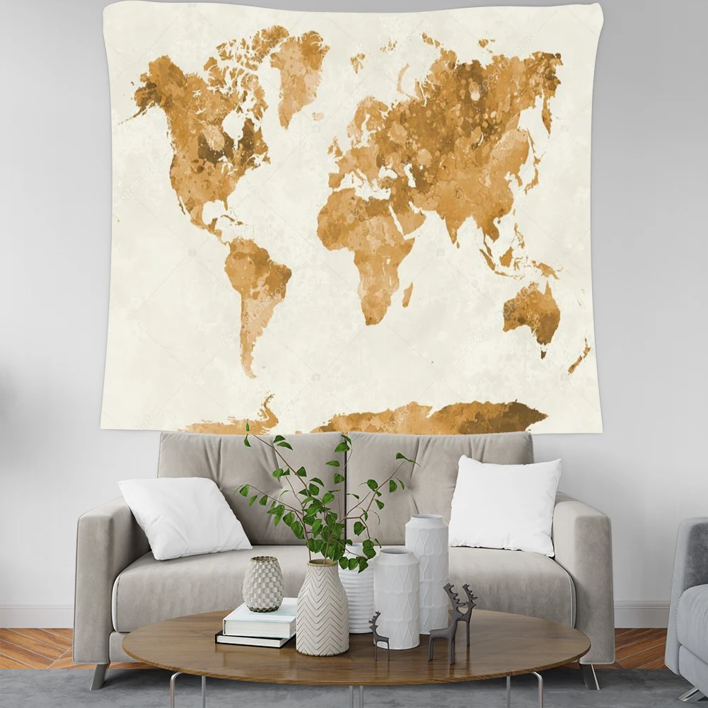 Retro World Map Wall Hanging tapestry Sleeping Pad Wall Tapestry Middle Ages Map Printed Art Tapestries Watercolor Decor TAP229 - Цвет: 6