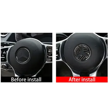 

For Mercedes 2019-20 Benz B Class w247 GLB x247 Real Carbon Fiber Car Steering Wheel LOGO Decoration Cover Car Accessories