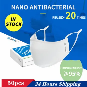 

50pcs Face Mask Protective Mask Reuse 100 times Dust Protection Antibacterial Washable Multiple-use Cotton PM2.5 Nano Mask