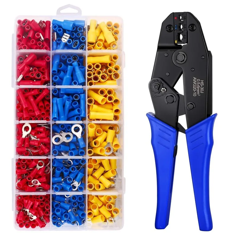 

Crimper crimping tool PR-30J 0.5-6mm 10-22AWG crimping pliers terminal set multitool with 700pcs terminals hand tool sets