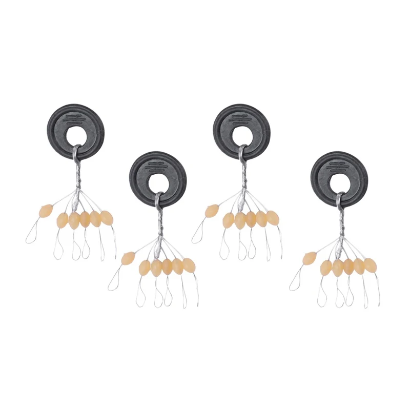 

600 Pcs/100 Groups Fishing Bobber Stopper 6 In 1 Yellow Rubber Oval Float Space Bead Connector Fishing Gear For 2.5-5.0# Line