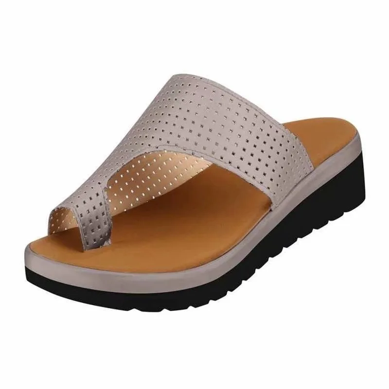 Women Leather Shoes Comfy Platform Flat Sole Ladies Casual Soft Big Toe Foot Correction Sandal Orthopedic Bunion Corrector 35-42