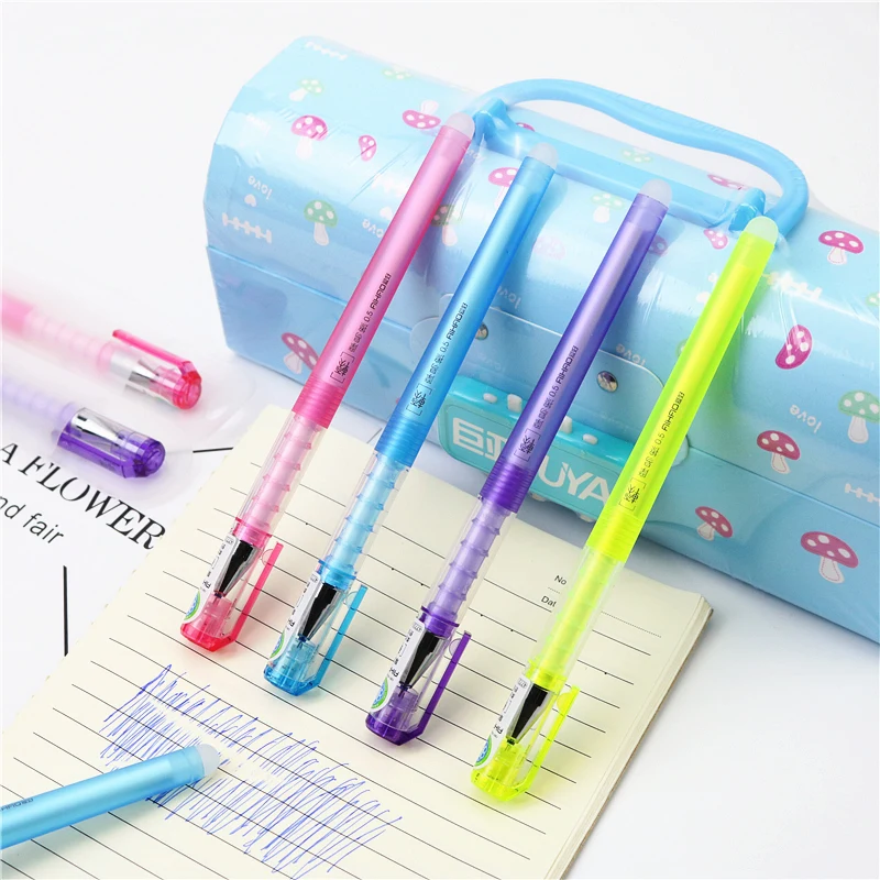Cute Soft Holder Erasable Gel Pen 0.5mm Blue Ink School Pens High