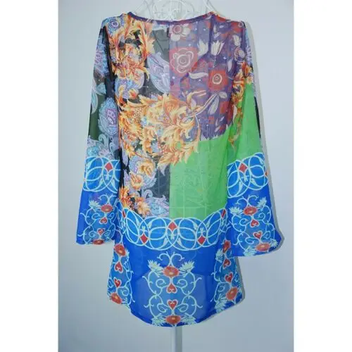 Women Print V-Neck Long Sleeve Bikini Cover Up Female Sheer Beach Swimwear Sarong Pareo Dress Summer Sundress Women Print V-Neck Long Sleeve Bikini Cover Up Female Sheer Beach Swimwear Sarong Pareo Dress Summer Sundress