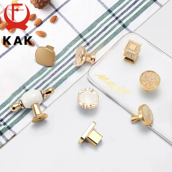 KAK Nordic Style Crystal Gold Cabinet Knob Single Hole Zinc Alloy Kitchen Handle Cupboard Door Pulls Drawer Knobs Hardware