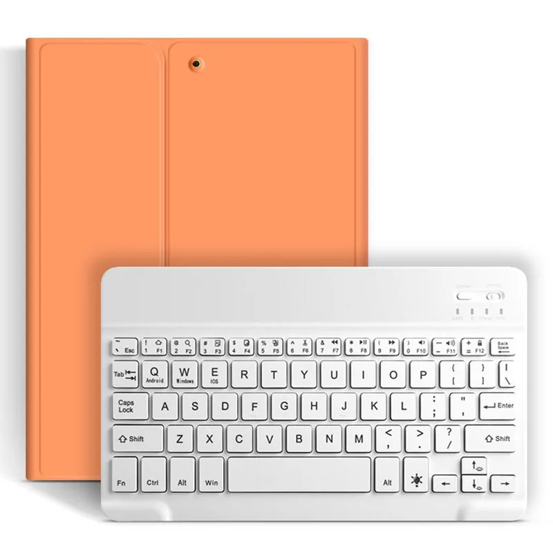 Orange Беспроводная Bluetooth клавиатура+ чехол из искусственной кожи с магнитной клавиатурой для IPad 10,2 планшет защитный с клавиатурой - Цвет: Orange