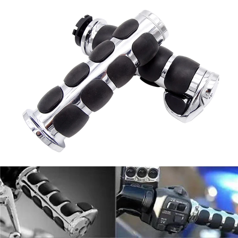 

2Pcs Motorcycle Universal 1" 25mm Handle Bar Aluminum&Rubber Hand Grips for Harley Touring Street Glide Softail Honda Yamaha