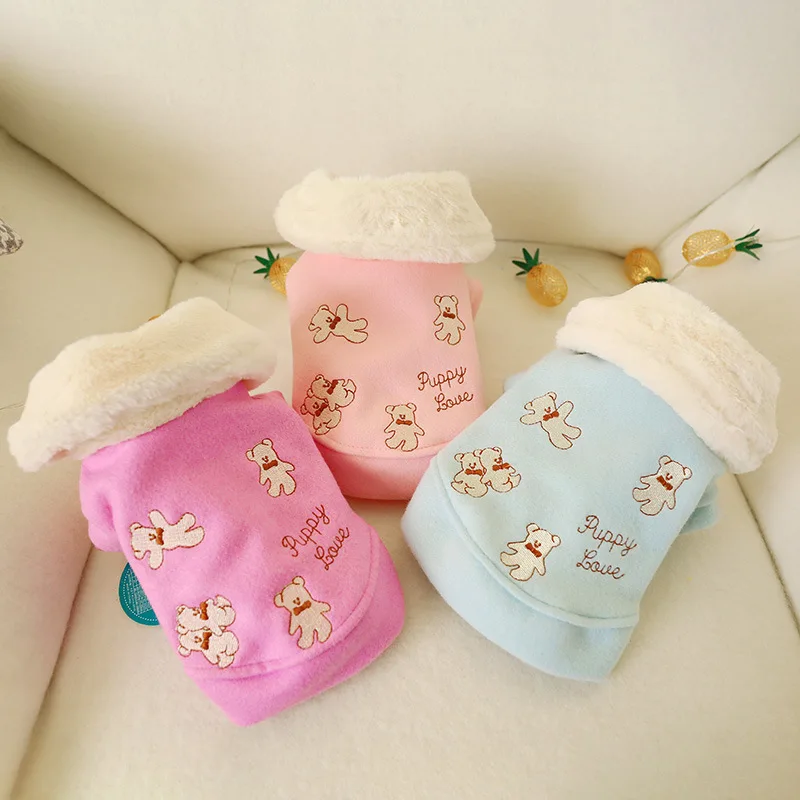 

3 Colors Pet Dog Clothes Winter Coat Puppy Cat Warm Coat Jacket Dogs Pets Clothing Fur Collar Coats Costume Clothes Pink Jacket