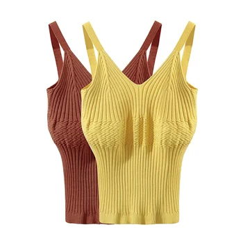 

Knitting Camisole Tank Top for Women Korean-Style Slim-Fit Bottoming Shirt 2020 Summer New Sleeveless Knitted Top Blusas Femme