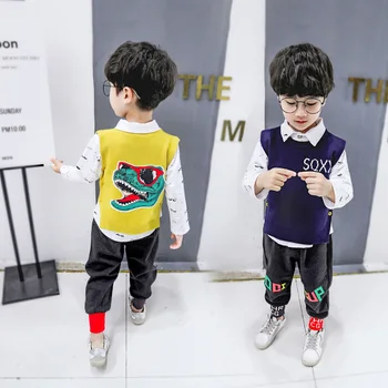 

Spring Autumn Baby Boys Clothes Children Cartoon Dinosaur Clothing Shirt Vest Pants 3pcs/Set Infant Kids Gentleman suit 0-4 year