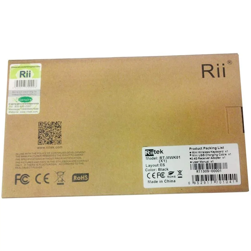 Оригинальная Rii X1 2,4 ГГц мини беспроводная клавиатура испанская клавиатура с тачпадом для Android tv Box/мини ПК/ноутбука